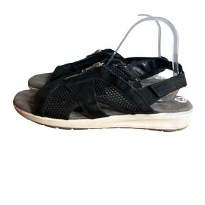 Walking Cradles Black Leather Mesh Slingback Sandals Womens Size 11 Comfort